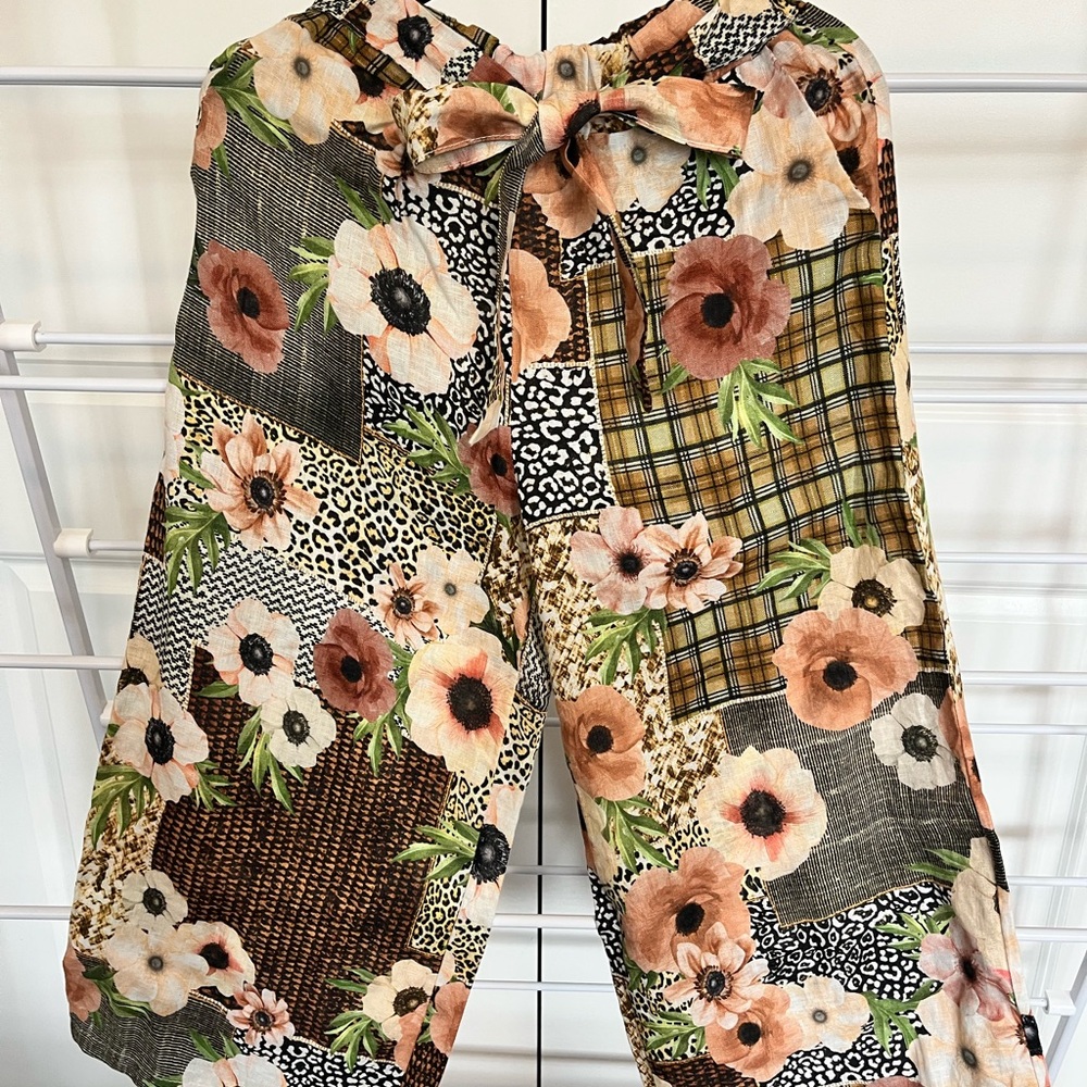 Floral Patchwork Cropped Pants